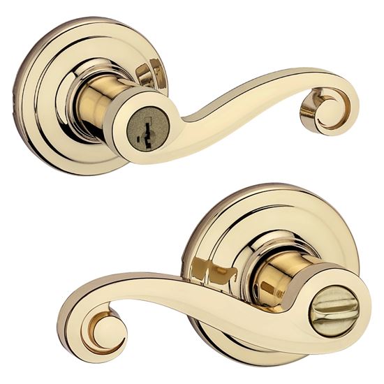 Kwikset Signature Series 740LL3SMTCP Entry Lever, Polished Brass, Zinc, Residential, Re-Key Technology: SmartKey - VORG1484120