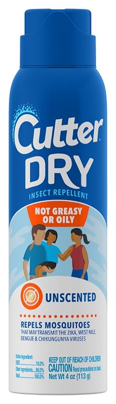 Cutter HG-96058 Dry Insect Repellent, 4 oz Aerosol Can, Liquid, Off-White/Yellow, Deet, Ethanol
