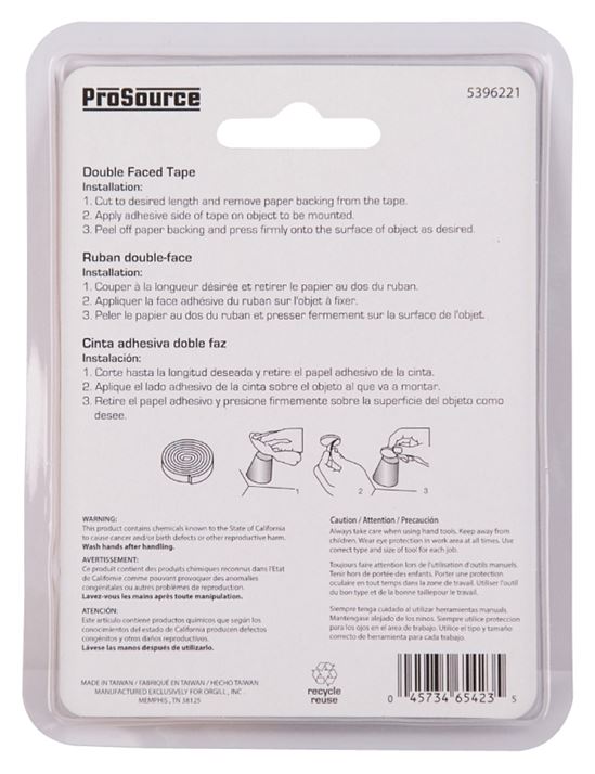 ProSource PH-121120-PS Mounting Tape, 42 in L, 1/2 in W, White - VORG5396221