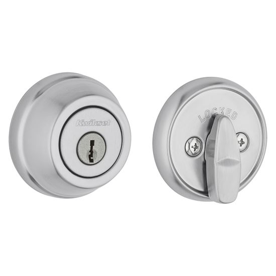 Kwikset 780-26D Deadbolt, Satin Chrome, 2-3/8, 2-3/4 in Backset, 1-3/4 to 1-3/8 in Thick Door - VORG0753483