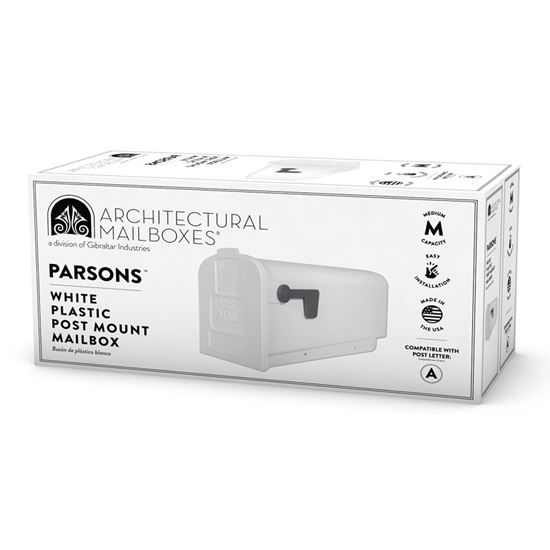 Gibraltar Mailboxes Parson Series PL10W0201 Rural Mailbox, White, 875 cu-in Capacity, Plastic, 7.9 in W, 19.4 in D - VORG0738765