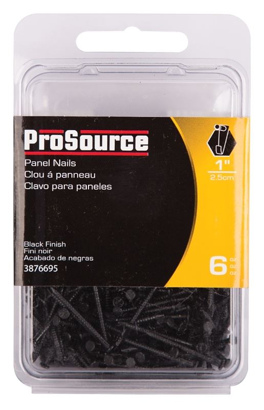 ProSource NTP-074-PS Panel Nail, 16D, 1 in L, Steel, Painted, Flat Head, Ring Shank, Black, 171 lb, Pack of 5 - VORG3876695