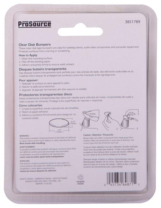 ProSource FE-50762B-PS Furniture Bumper Pad, 1/2 in, Disk, PU - VORG3851789