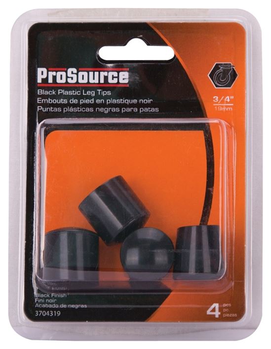 ProSource FE-50603-PS Furniture Leg Tip, Round, Plastic, Black, 3/4 in Dia, 3/4 in H - VORG3704319