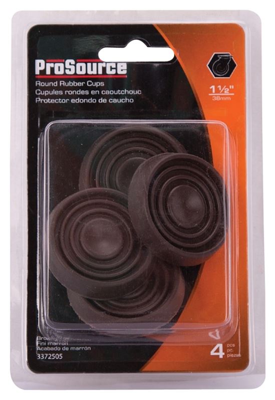 ProSource FE-S708-PS Caster Furniture Glide, Rubber, Brown, Brown, 1-3/4 x 1-3/4 x 3/8 in Dimensions - VORG3372505