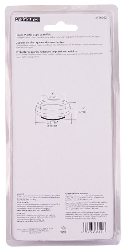 ProSource FE-50840-PS Caster Furniture Glide, Plastic, Clear, Clear, 2-11/16 x 2-11/16 x 7/8 in Dimensions - VORG3346962