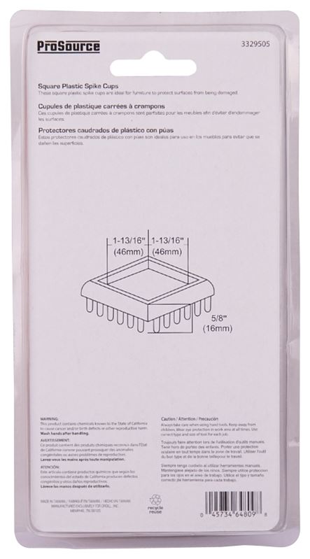 ProSource FE-50890-PS Furniture Glide, Plastic, Clear, Clear, 1-13/16 x 1-13/16 x 5/8 in Dimensions - VORG3329505