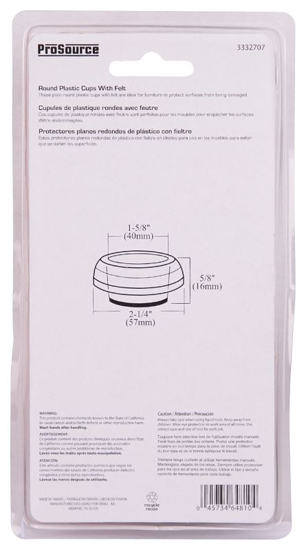 ProSource FE-50820-PS Caster Furniture Glide, Plastic, Clear, Clear, 2-1/4 x 2-1/4 x 5/8 in Dimensions - VORG3332707