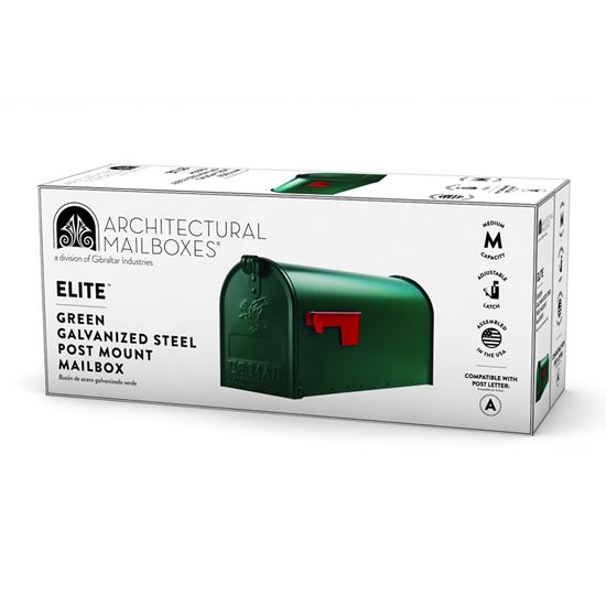 Gibraltar Mailboxes Elite Series E1100G00 Mailbox, 800 cu-in Capacity, Galvanized Steel, Powder-Coated, 6.9 in W, Green - VORG0143347