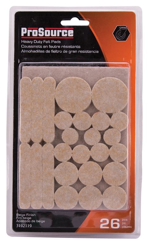 ProSource FE-50209-PS Furniture Pad, Felt Cloth, Beige, 4-1/2 x 6, 1/2, 1, 5/8, 3/4 and 2-3/4 x 1/2 in Dia - VORG3192119