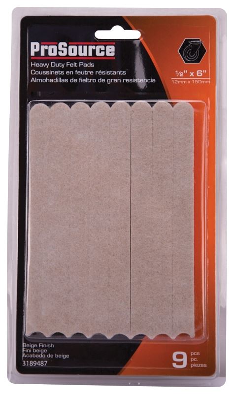 ProSource FE-S106-PS Furniture Pad, Felt Cloth, Beige, 6 x 1/2 in Dia, 1/2 in W, 3/16 in Thick, Square - VORG3189487