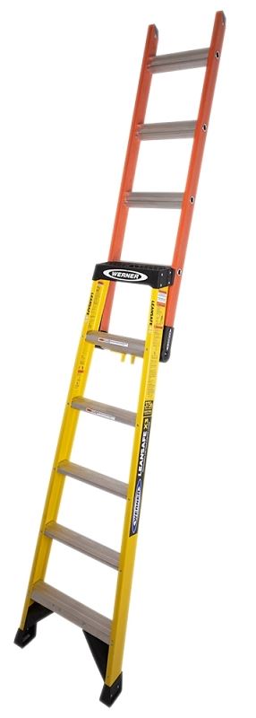 Werner LDP7300 Series LDP7306 Multi-Purpose Ladder, 13 ft Max Reach H, 6-Step, 375 lb, Type IAA Duty Rating, Fiberglass - VORG7410442