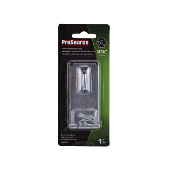 ProSource LR-121-BC3L-PS Safety Hasp, 3-1/2 in L, 3-1/2 in W, Steel, Zinc, 7/16 in Dia Shackle, Fixed Staple - VORG1462415