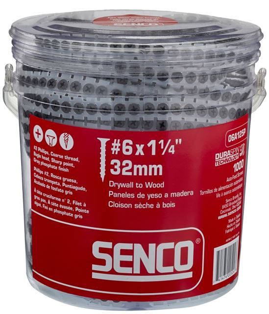 Senco 06A Series 06A125P Screw, #6 Thread, 1-1/4 in L, Bugle Head, #2 Drive, Steel, Phosphate - VORG9626011