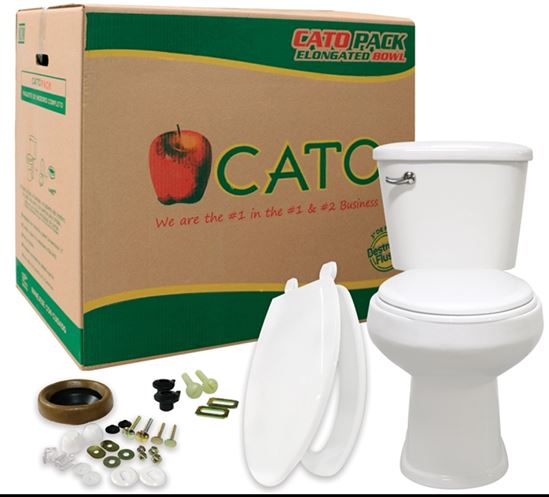 Cato J6052011120 Toilet, Elongated Bowl, 1.28 gpf Flush, 16-1/2 in H Rim, White - VORG7409535