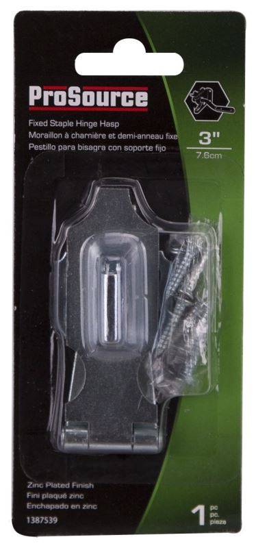 ProSource LR-133-BC3L-PS Safety Hasp, 3 in L, Steel, Zinc, 7/16 in Dia Shackle, Fixed Staple - VORG1387539