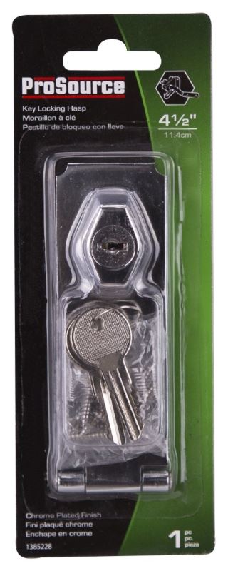 ProSource 807356-BC3L-PS Safety Hasp, 4-1/2 in L, 4-1/2 in W, Steel, Chrome - VORG1385228