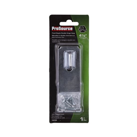 ProSource LR138-BC3L-PS Safety Hasp, 4-1/2 in L, Steel, Zinc, 7/16 in Dia Shackle, Fixed Staple - VORG1363308