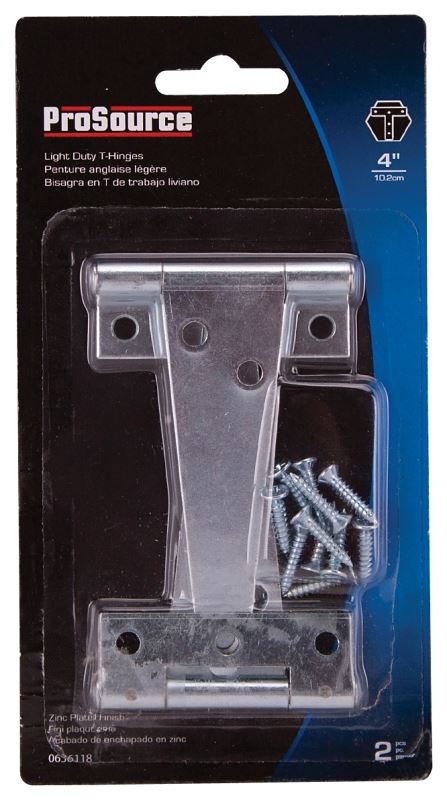 ProSource LTH-Z04-C2PS T-Hinge, Steel, Zinc, Fixed Pin, 180 deg Range of Motion, 26 (Pair) lb - VORG0636118