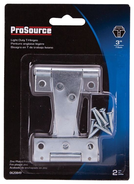 ProSource LTH-Z03-C2PS T-Hinge, Steel, Zinc, Fixed Pin, 180 deg Range of Motion, 26 (Pair) lb - VORG0620849