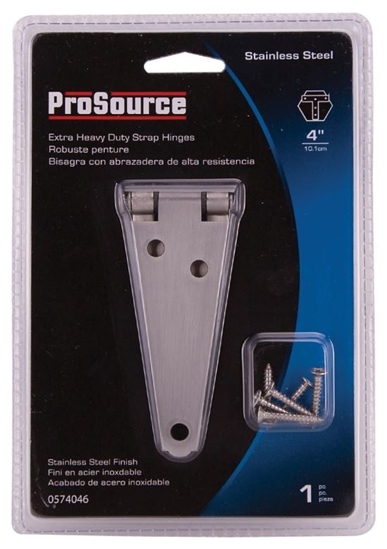 ProSource HSH-S04-C1PS Strap Hinge, 2 mm Thick Leaf, Brushed Stainless Steel, 180 Range of Motion - VORG0574046