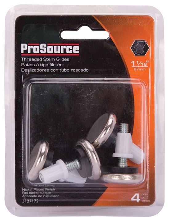 ProSource FE-S506-PS Furniture Glide, Plastic/Steel, Silver, Nickel Plated, 1-1/16 x 1-1/16 x 1-7/16 in Dimensions - VORG3127172