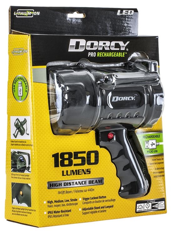 Dorcy Pro 41-1038 Rechargeable Spotlight, 1-Lamp, LED Lamp, 1850 Lumens, Black Fixture - VORG7476252