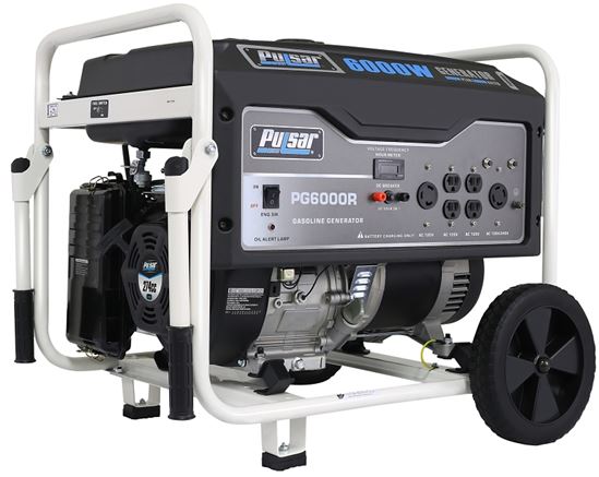 Pulsar PG6000R Portable Generator, 42/21 A, 120/240 V, Gasoline, 5.2 gal Tank, 11.5 hr Run Time, Recoil Start - VORG5286034