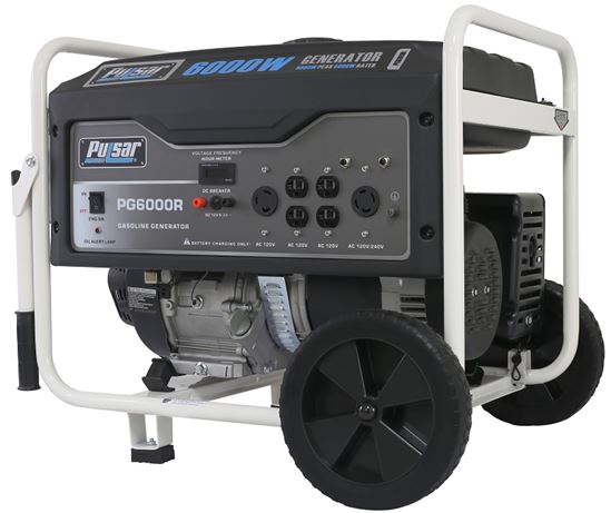 Pulsar PG6000R Portable Generator, 42/21 A, 120/240 V, Gasoline, 5.2 gal Tank, 11.5 hr Run Time, Recoil Start - VORG5286034