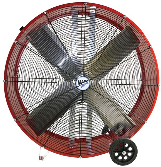 MaxxAir BF30DD Portable Barrel Fan, 120 V, 2-Speed, 4050 to 5000 cfm Air, Red