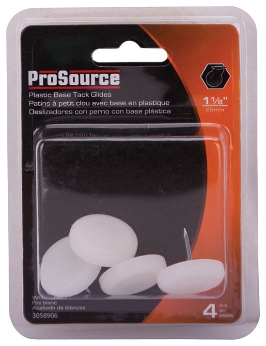 ProSource FE-50305-PS Furniture Glide, Plastic, White, White, 1-1/8 x 1-1/8 x 15/16 in Dimensions - VORG3058906