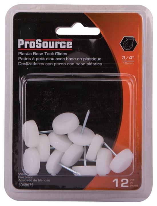 ProSource FE-50302-PS Furniture Glide, Plastic, White, White, 3/4 x 3/4 x 15/16 in Dimensions - VORG3048675