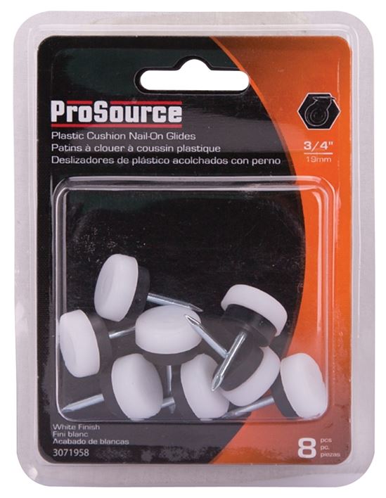 ProSource FE-50311-PS Furniture Glide, Plastic, White, White, 3/4 x 3/4 x 1-3/16 in Dimensions - VORG3071958