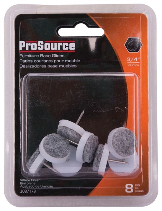 ProSource FE-50320-PS Furniture Glide, Plastic, Gray/White, Gray/White, 3/4 x 3/4 x 15/16 in Dimensions - VORG3087178