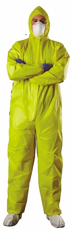 Venom Steel VENCV400 Chemical Splash Coveralls, L, XL, Unisex, Zipper, Polyethylene/Polypropylene, Yellow - VORG7457757