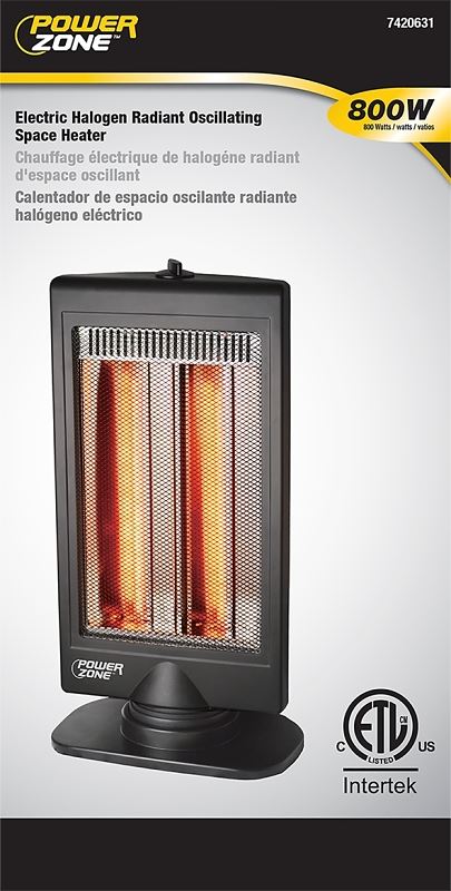 PowerZone BFGF-8 Electric Halogen Radiant Oscillating Space Heater, 400/800 W - VORG7420631