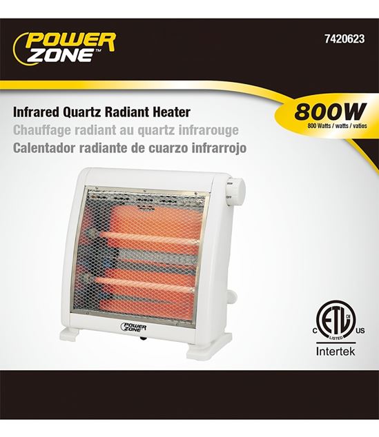 PowerZone H-5511 Infrared Quartz Radiant Heater, 12.5 A, 120 V, 400/800 W, 2-Heating Stage, White - VORG7420623