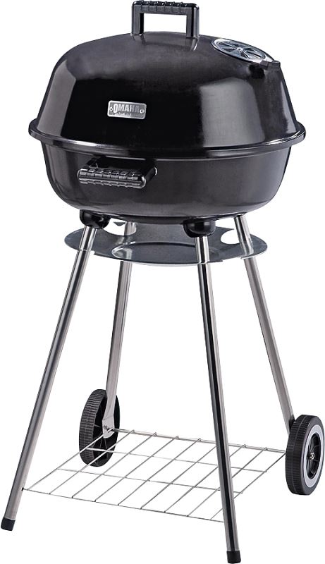 Omaha Charcoal Kettle Grill, 2-Grate, 247 sq-in Primary Cooking Surface, Black, Steel Body