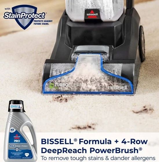 Bissell TurboClean Pet XL Series 3738 Upright Carpet Cleaner, 1 gal Tank, 10 in W Cleaning Path - VORG0937300