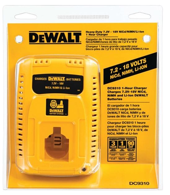 DeWALT DC9310 Fast Battery Charger, 7.2 to 18 V Input, 120 V Output, 2 Ah, 1 hr Charge, Battery Included: No - VORG4635215