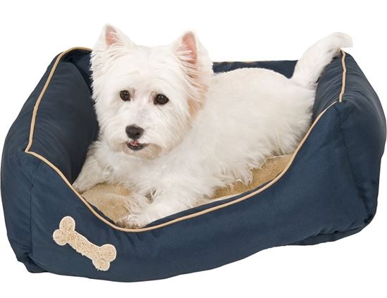 Aspenpet 28380 Lounger Bed with Bone Applique, 25 in L, 21 in W, Rectangular, High-Loft Polyester Fiberfill Fill - VORG9389222