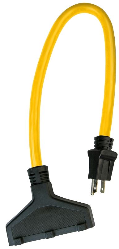 PowerZone ORAD50802 Extension Cord, 12 AWG Cable, 2 ft L, 125 V, Yellow - VORG4352019