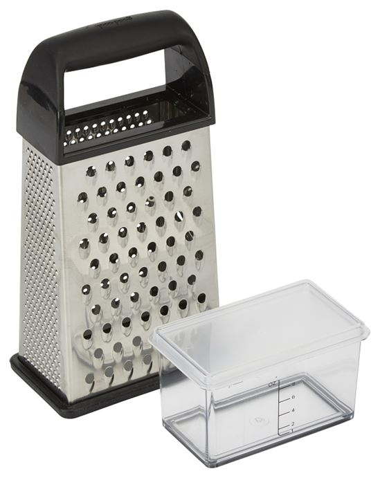 Goodcook 20307 Box Grater with Lidded Container, Stainless Steel, Black