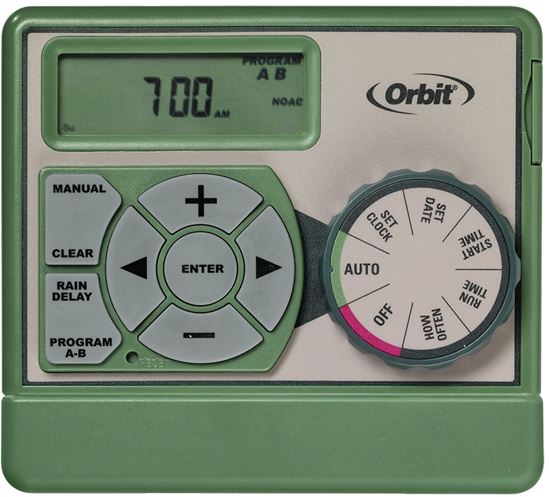 Orbit 57596 Indoor Sprinkler Timer, 120 V, 6 -Zone, 2 -Program, 1 to 99 min Cycle, LCD Display