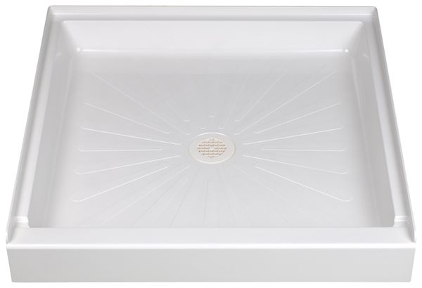 Durabase 3636M Shower Base, 36 in L, 36 in W, 5-1/2 in H, Fiberglass, White