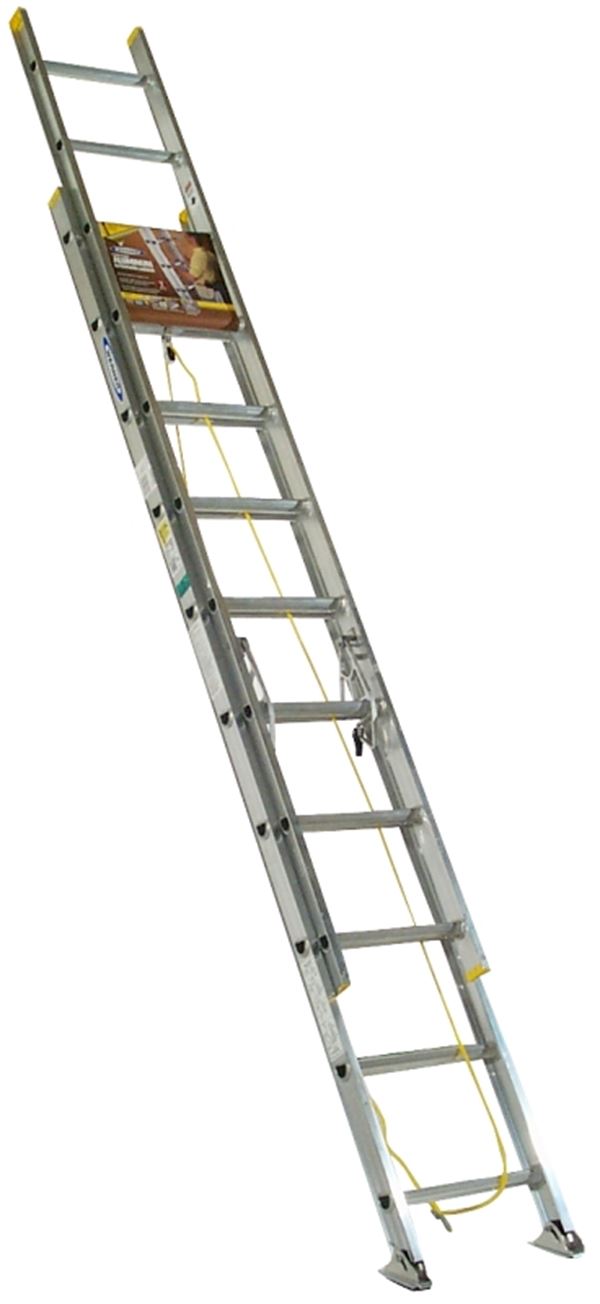 Werner D1220-2 Extension Ladder, 19 ft H Reach, 225 lb, Aluminum