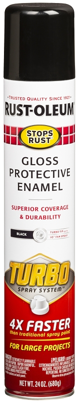 Rust-Oleum 334128 Rust Preventative Spray Paint, Gloss, Black, 24 oz, Can, Pack of 6