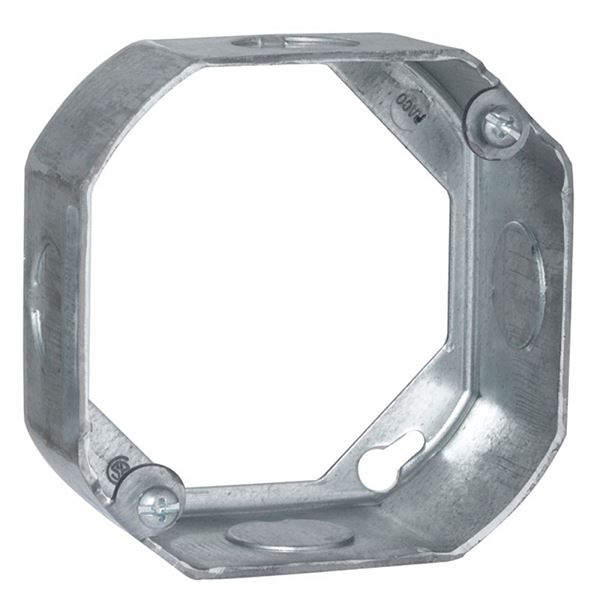 Raco 128 Extension Ring, 1-1/2 in L, 4 in W, 4-Knockout, Steel, Gray, Metallic