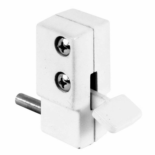 Prime-Line U 9879 Sliding Door Lock, Aluminum, White, 3/16, 1/8, 1/4 in Thick Door