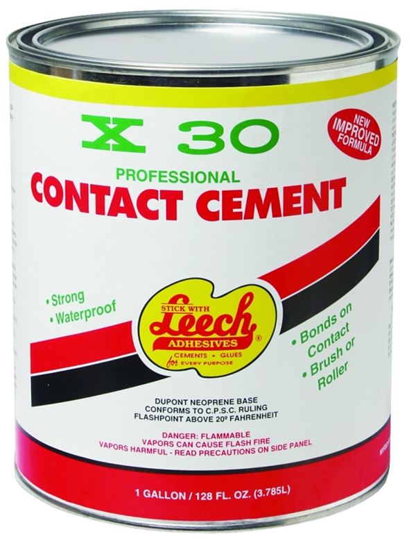 Leech Adhesives X-30 X30-79 Contact Cement, Clear, 1 gal Can, Pack of 4